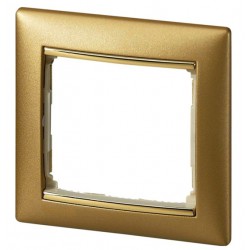 Рамка установочная 1-постовая горизонтальная цвет матовое золото/золото Legrand серии Valena